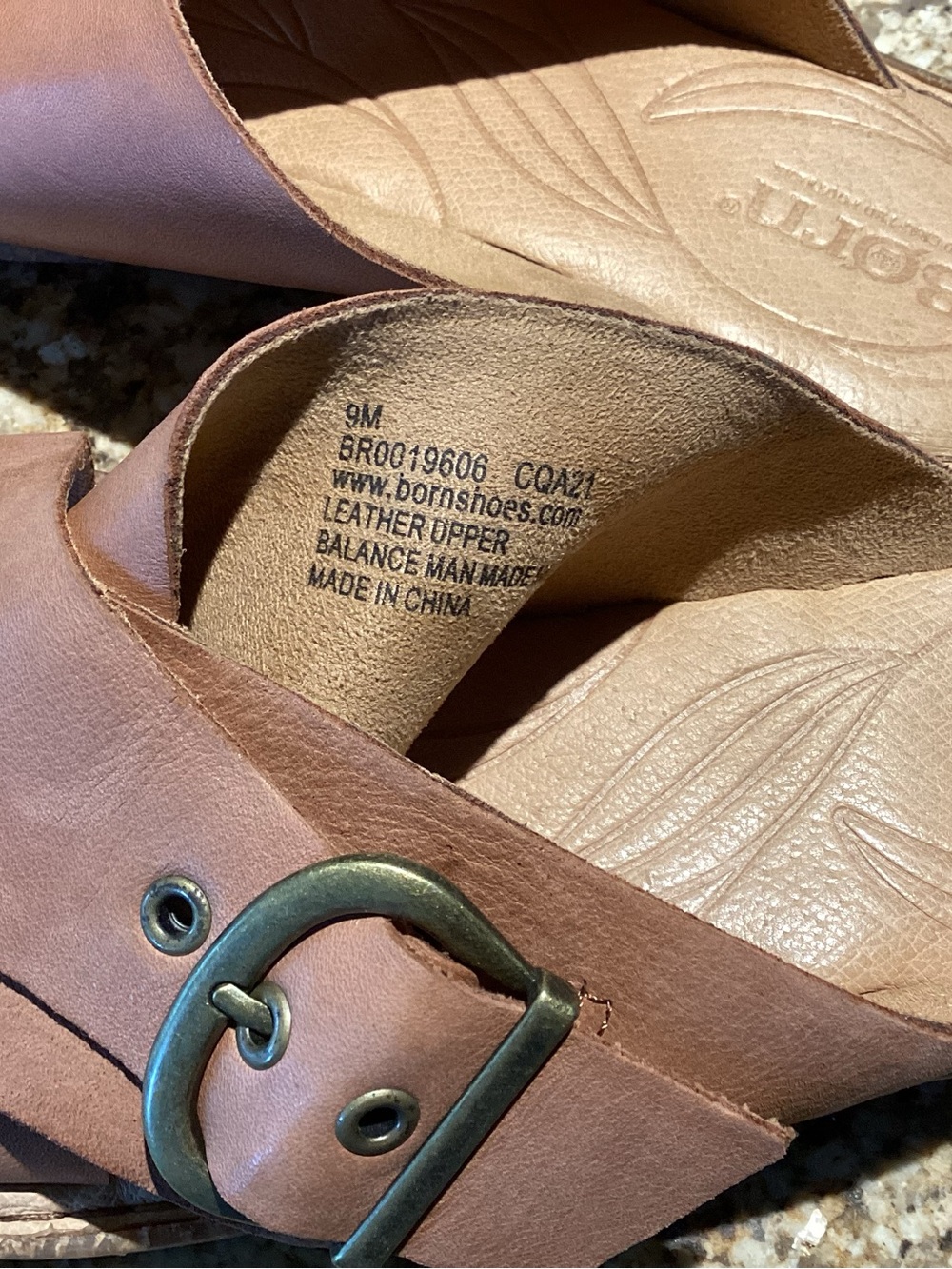 Born Tan Crisscross Leather Slide Sandals with Buckle - Picture 5 of 5